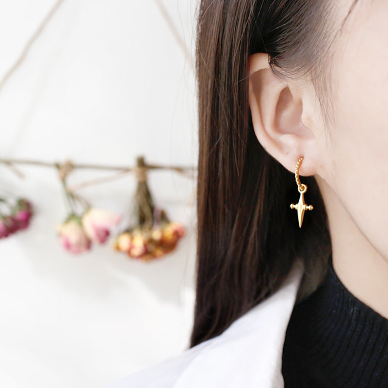 Lovcia Elegant 925 Sterling Silver Cross Drop Earrings with 18K Gold Plating for Women-Earrings-Silver-Silver