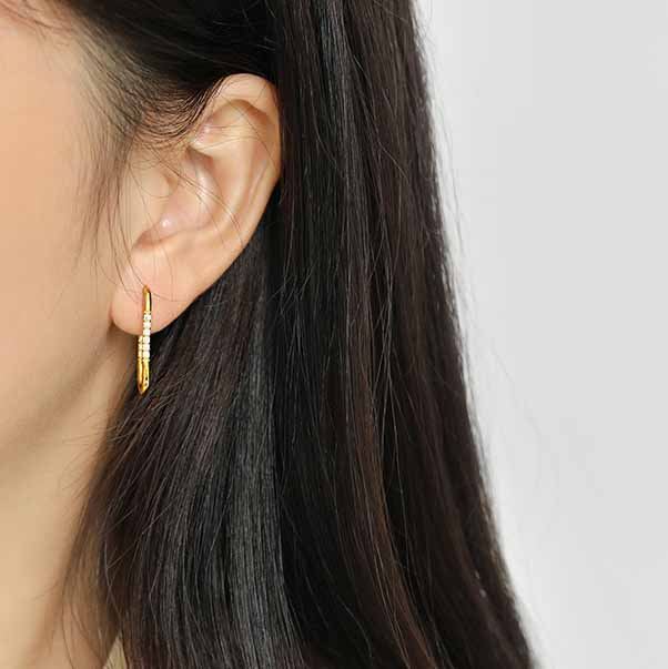 Lovcia Elegant 925 Sterling Silver Earrings for Women with AAA Cubic Zirconia and 18K Gold Plating-Earrings-Yellow Gold-Yellow Gold
