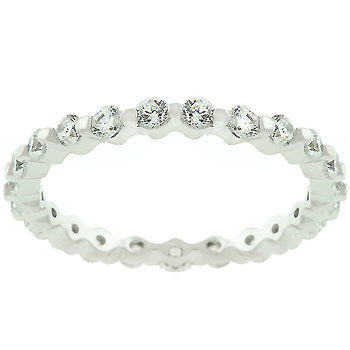 Lovcia Elegant 925 Sterling Silver Eternity Band with Rhodium Finish-Rings-5-5