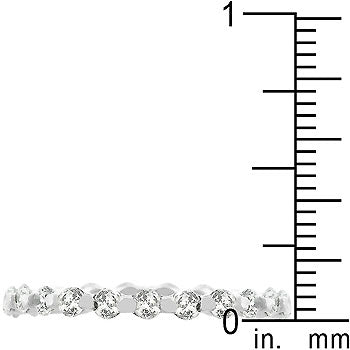Lovcia Elegant 925 Sterling Silver Eternity Band with Rhodium Finish-Rings-5-5