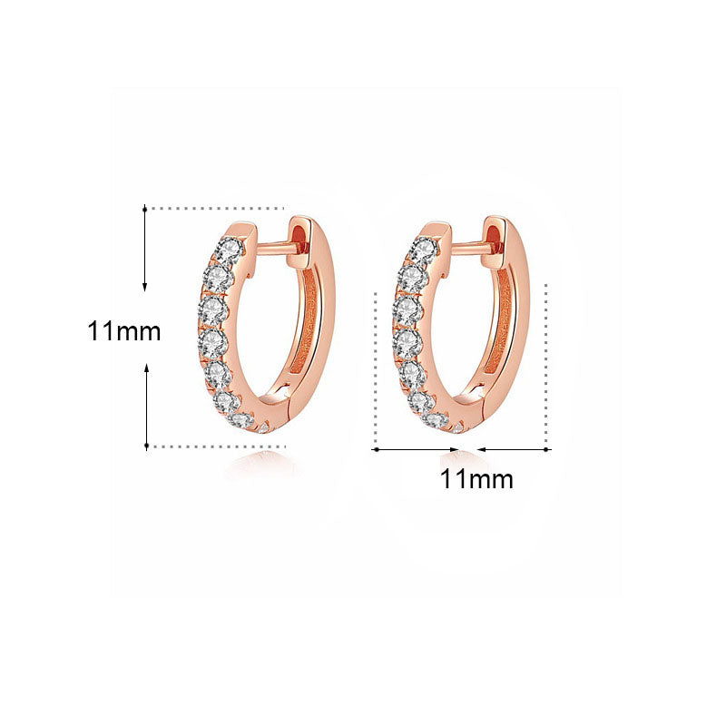 Lovcia Elegant 925 Sterling Silver Huggie Hoop Earrings for Women with AAA Cubic Zirconia-Earrings-Rose Gold-Rose Gold