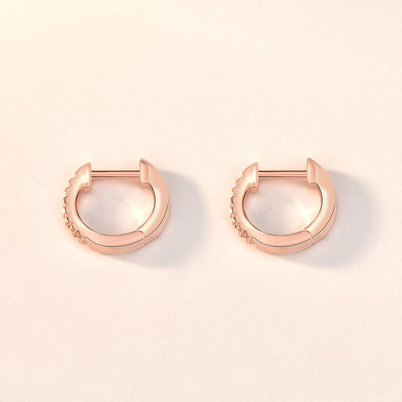 Lovcia Elegant 925 Sterling Silver Huggie Hoop Earrings for Women with AAA Cubic Zirconia-Earrings-Rose Gold-Rose Gold