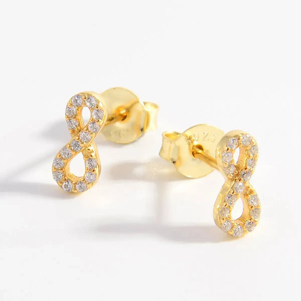 Lovcia Elegant 925 Sterling Silver Infinity Zircon Stud Earrings for Women-Earrings-Gold-One Size-Gold