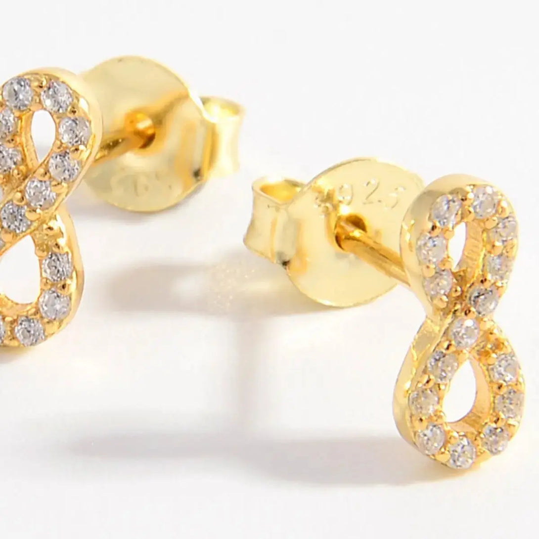 Lovcia Elegant 925 Sterling Silver Infinity Zircon Stud Earrings for Women-Earrings-Gold-One Size-Gold