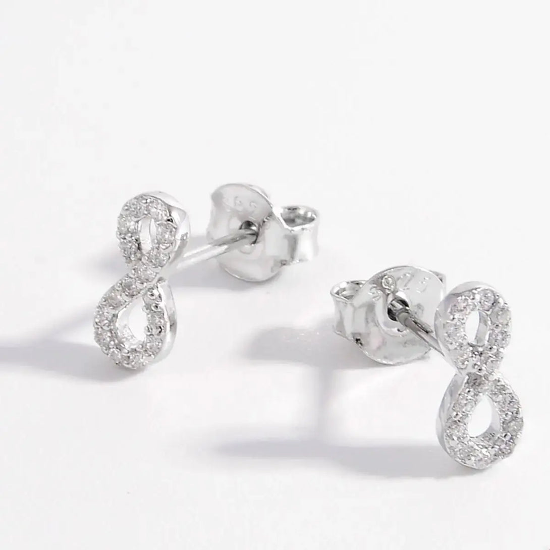 Lovcia Elegant 925 Sterling Silver Infinity Zircon Stud Earrings for Women-Earrings-Silver-One Size-Silver