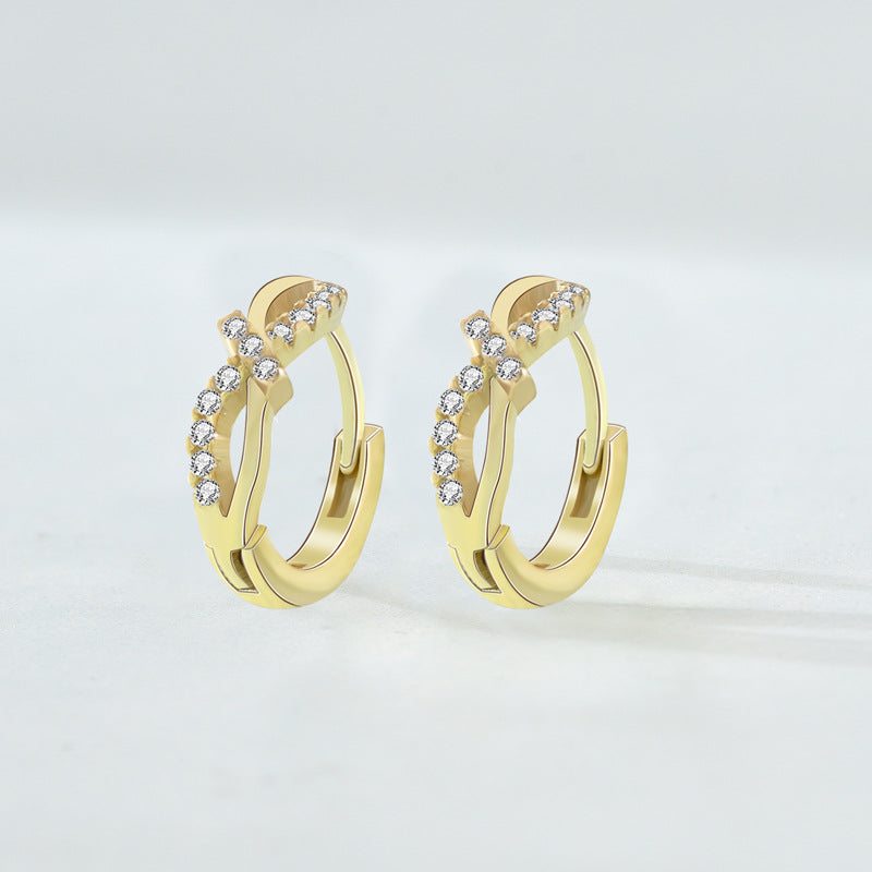 Lovcia Elegant 925 Sterling Silver Mini Bow-knot Hoop Earrings for Women with AAA Cubic Zirconia-Earrings-Silver-Silver