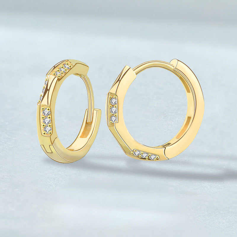 Lovcia Elegant 925 Sterling Silver Mini Hoop Earrings for Women with AAA Cubic Zirconia-Earrings-Yellow Gold-Yellow Gold