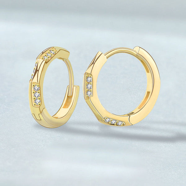 Lovcia Elegant 925 Sterling Silver Mini Hoop Earrings for Women with AAA Cubic Zirconia-Earrings-Yellow Gold-Yellow Gold