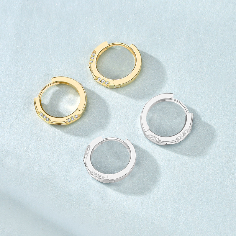 Lovcia Elegant 925 Sterling Silver Mini Hoop Earrings for Women with AAA Cubic Zirconia-Earrings-Yellow Gold-Yellow Gold