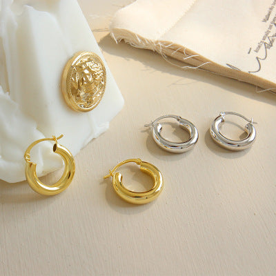 Lovcia Elegant 925 Sterling Silver Tiny Huggie Hoop Earrings for Women with 18K Gold/Rhodium Plating-Earrings-Yellow Gold-Yellow Gold