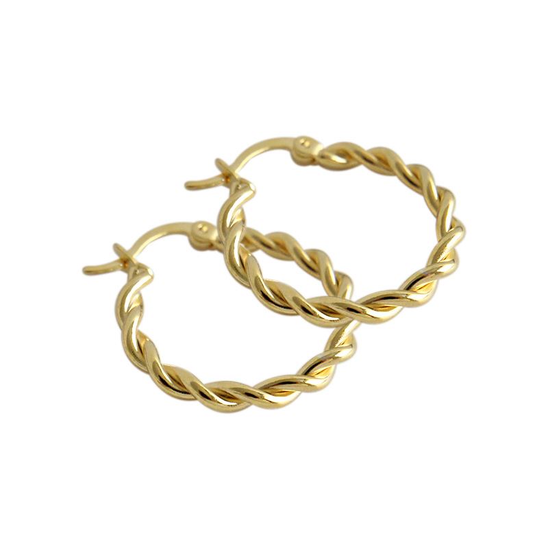 Lovcia Elegant 925 Sterling Silver Twisted Circle Huggie Hoop Earrings for Women-Earrings-Silver-Silver