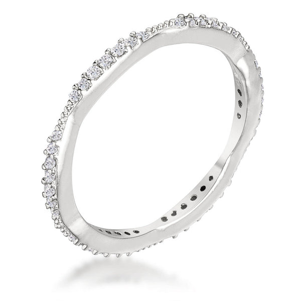 Lovcia Elegant .42Ct 18k Rhodium Plated Micro Pave CZ Stackable Eternity Band-Rings-5-5