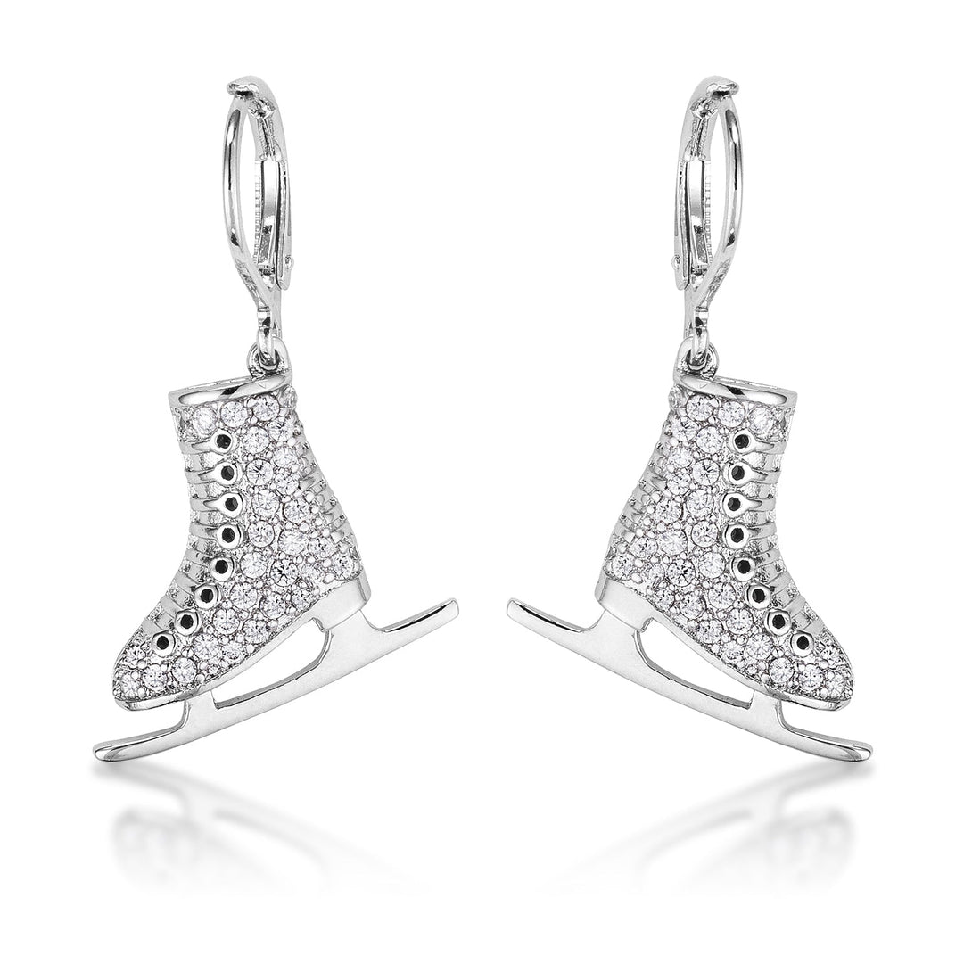 Lovcia Elegant .85Ct Rhodium-Plated Ice Skate Earrings-Earrings-