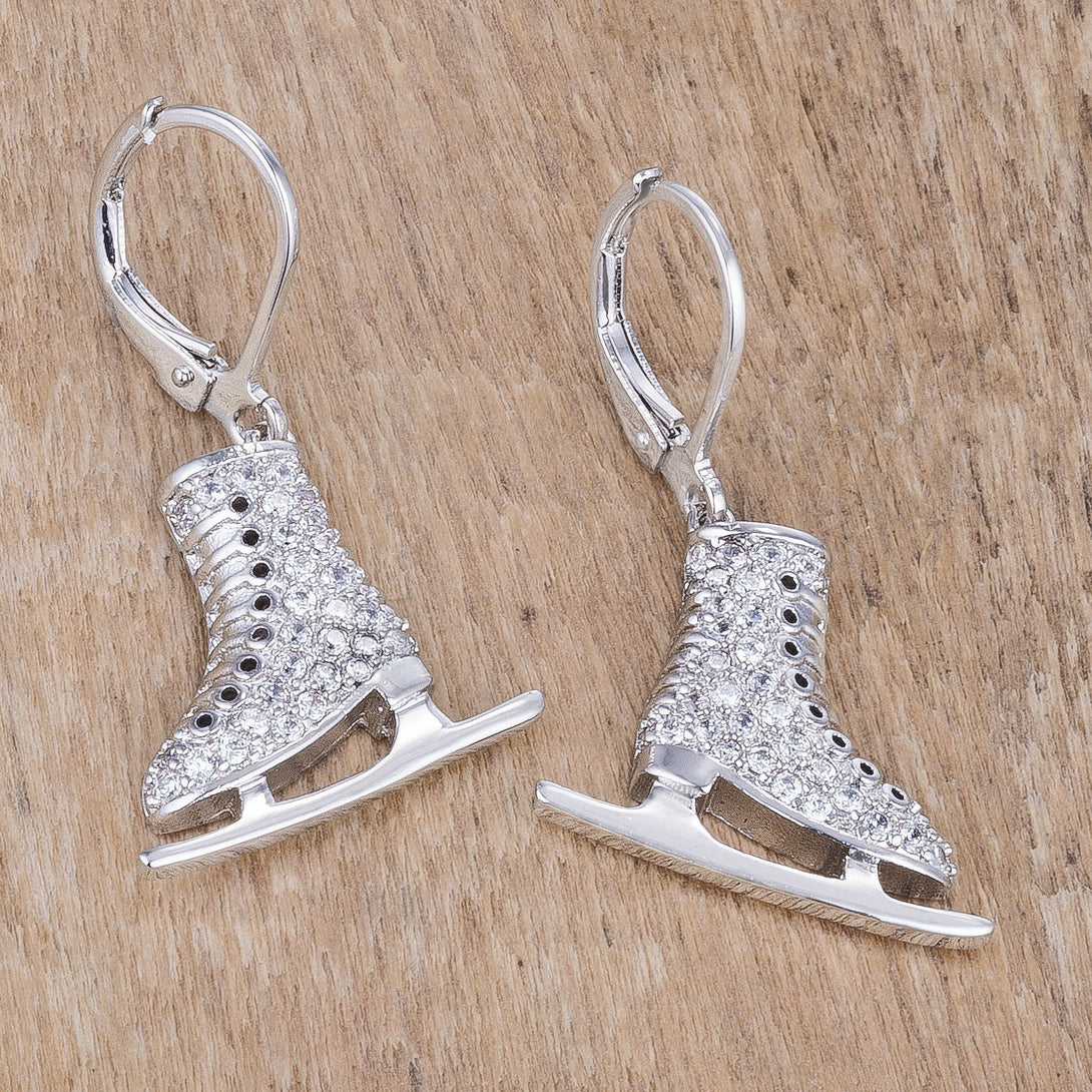 Lovcia Elegant .85Ct Rhodium-Plated Ice Skate Earrings-Earrings-