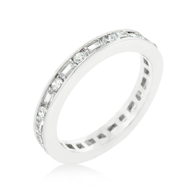 Lovcia Elegant Alternating Baguette and Round Cut Zirconia Eternity Ring-Rings-5-5
