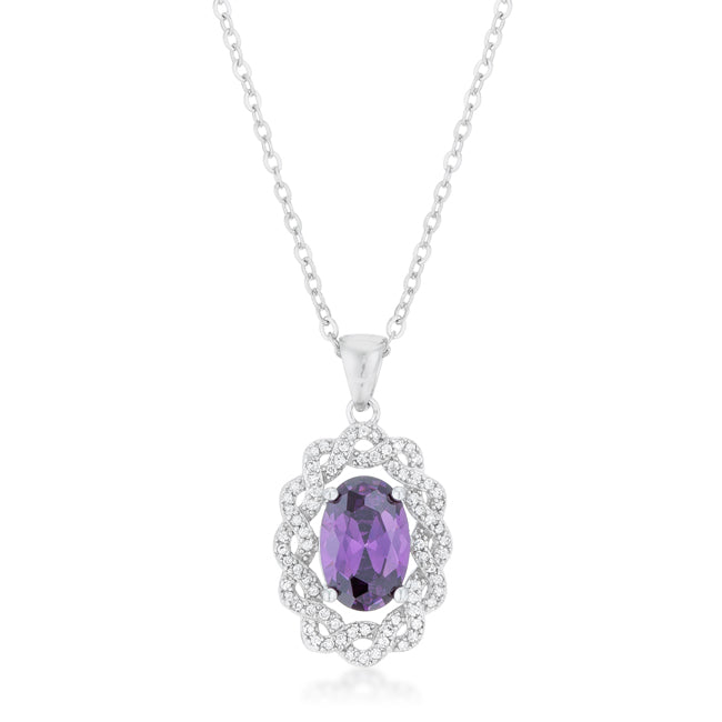Lovcia Elegant Amethyst Center Stone Necklace-Necklaces-
