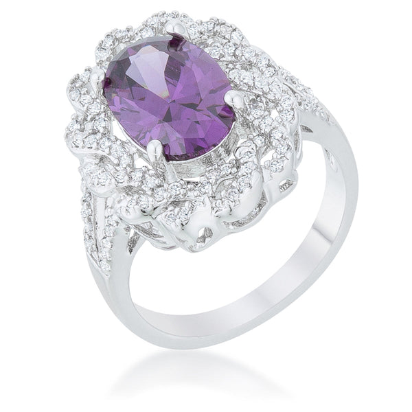 Lovcia Elegant Amethyst Centerpiece Oval Ring-Rings-5-5