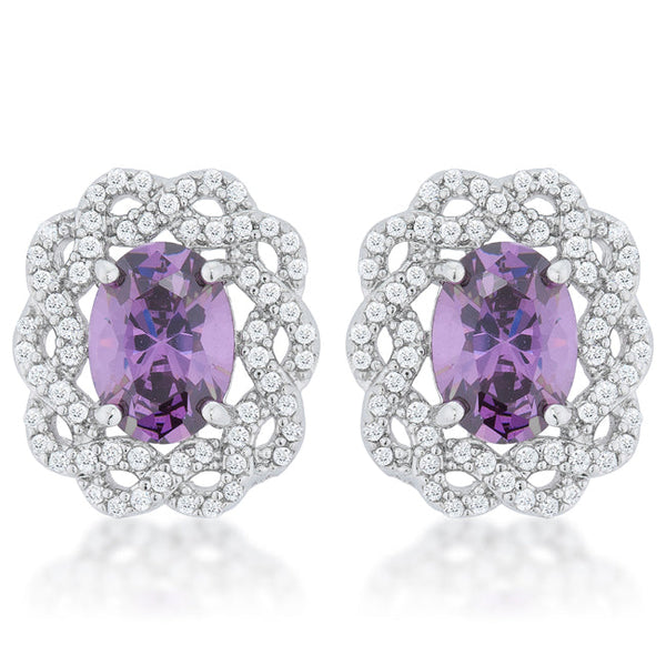 Lovcia Elegant Amethyst Oval Cut Stud Earrings-Earrings-
