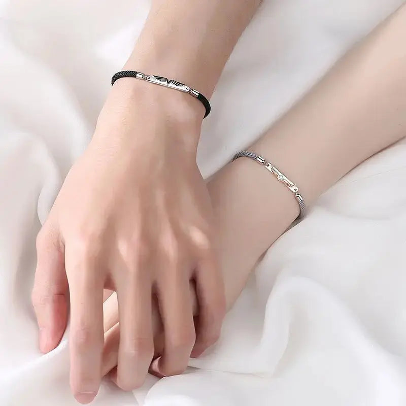 Lovcia Elegant Angel Wings Sterling Silver 925 Couple Bracelet - A Symbol of Love and Style-Bracelets-A pair-A pair