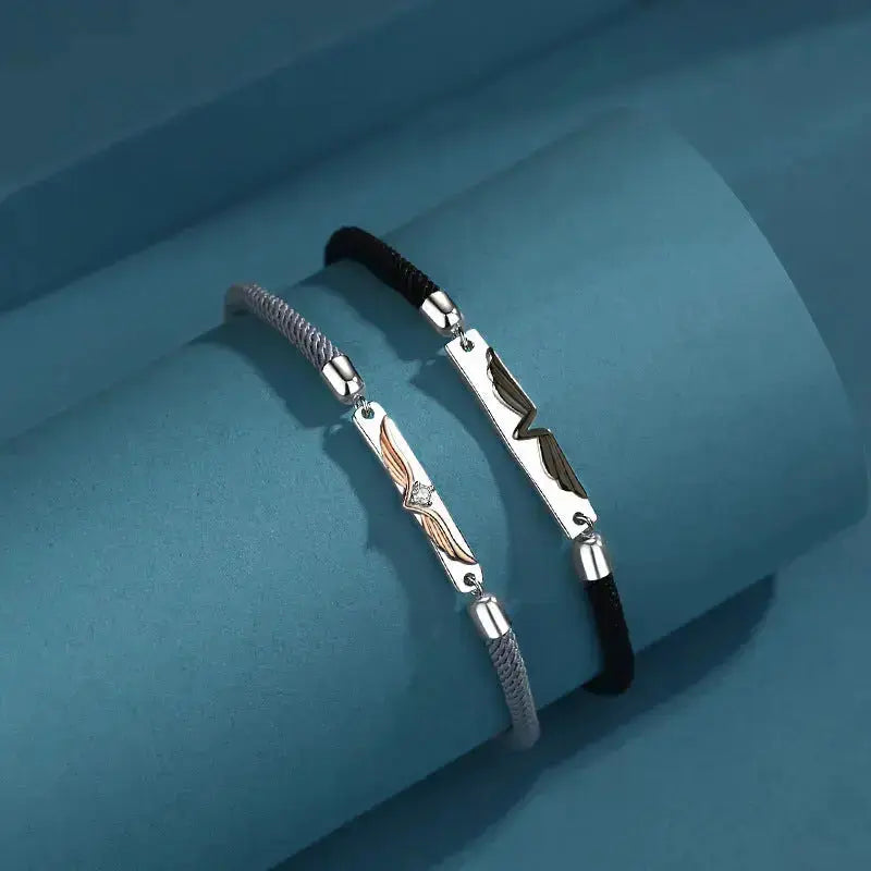 Lovcia Elegant Angel Wings Sterling Silver 925 Couple Bracelet - A Symbol of Love and Style-Bracelets-A pair-A pair