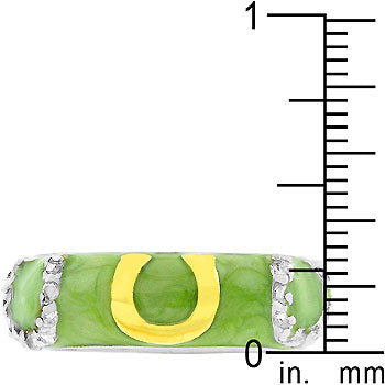 Lovcia Elegant Apple Green Enamel Horseshoe Ring with Cubic Zirconia-Rings-5-5