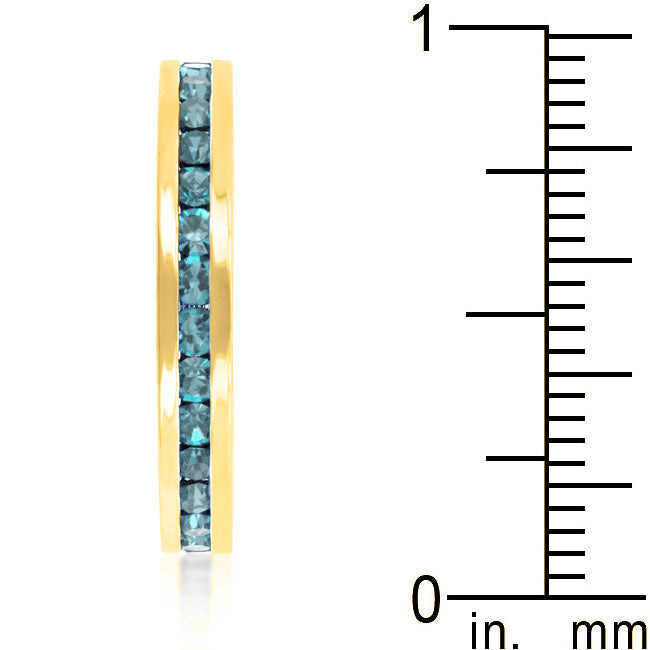 Lovcia Elegant Aqua Crystal Gold Eternity Band-Rings-5-5