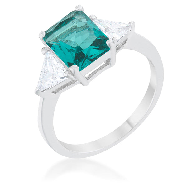 Lovcia Elegant Aqua Radiant Rhodium Engagement Ring-Rings-7-7