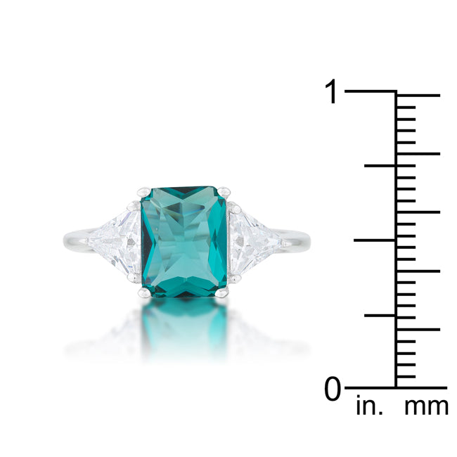 Lovcia Elegant Aqua Radiant Rhodium Engagement Ring-Rings-7-7