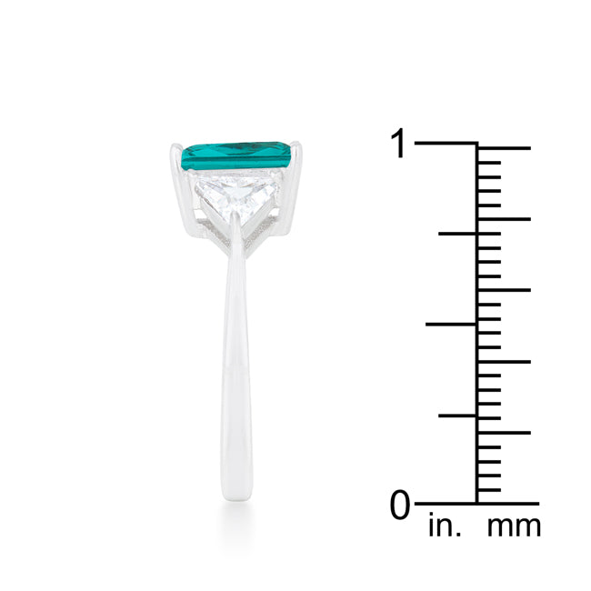 Lovcia Elegant Aqua Radiant Rhodium Engagement Ring-Rings-7-7