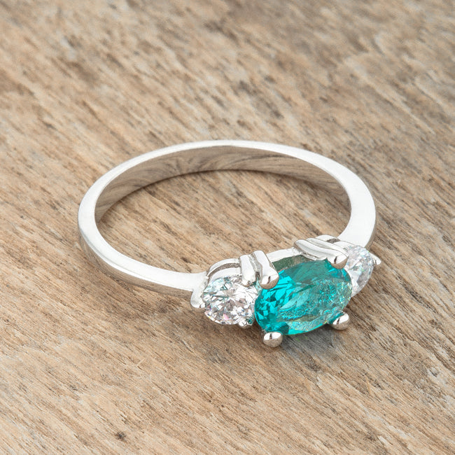 Lovcia Elegant Aqua Trio Rhodium Ring with 1.2ct CZ-Rings-5-5