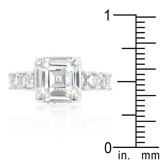 Lovcia Elegant Asscher Cut Silver Tone Engagement Ring-Rings-5-5