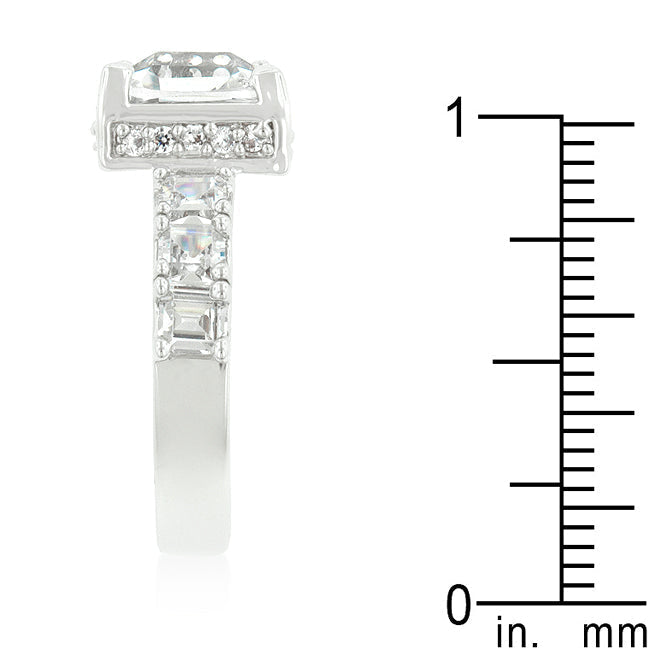 Lovcia Elegant Asscher Cut Silver Tone Engagement Ring-Rings-5-5