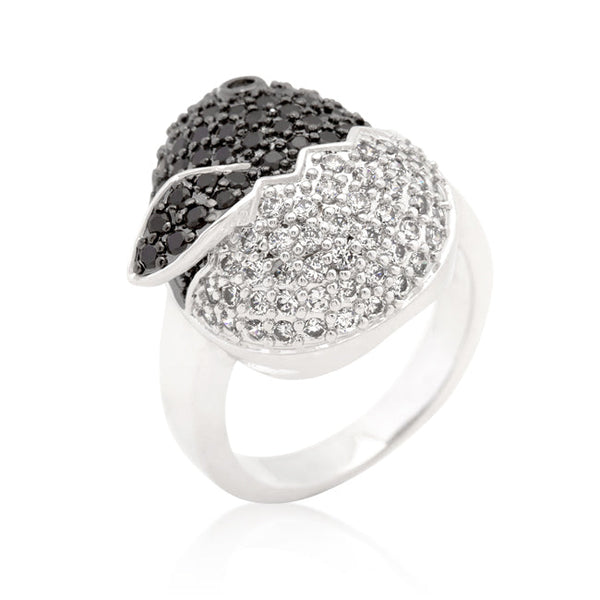 Lovcia Elegant Baby Chick Ring with Black and White Cubic Zirconia-Rings-5-5