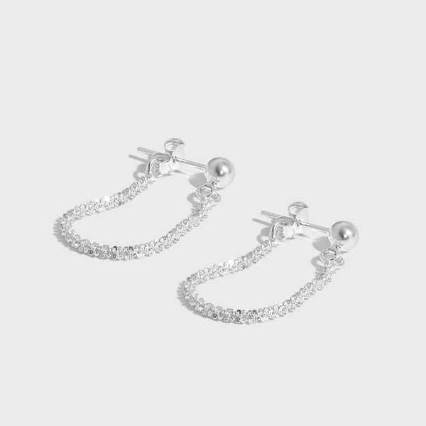 Lovcia Elegant Baby's Breath Chain 925 Sterling Silver Hoop Earrings for Women-Earrings-Silver-Silver