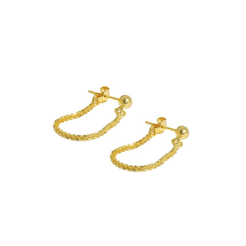 Lovcia Elegant Baby's Breath Chain 925 Sterling Silver Hoop Earrings for Women-Earrings-Silver-Silver