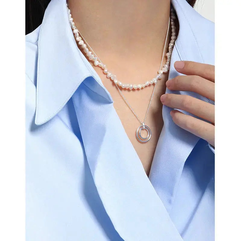 Lovcia Elegant Baroque Irregular Natural Pearl 925 Sterling Silver Necklace-Necklaces-XA427-XA427