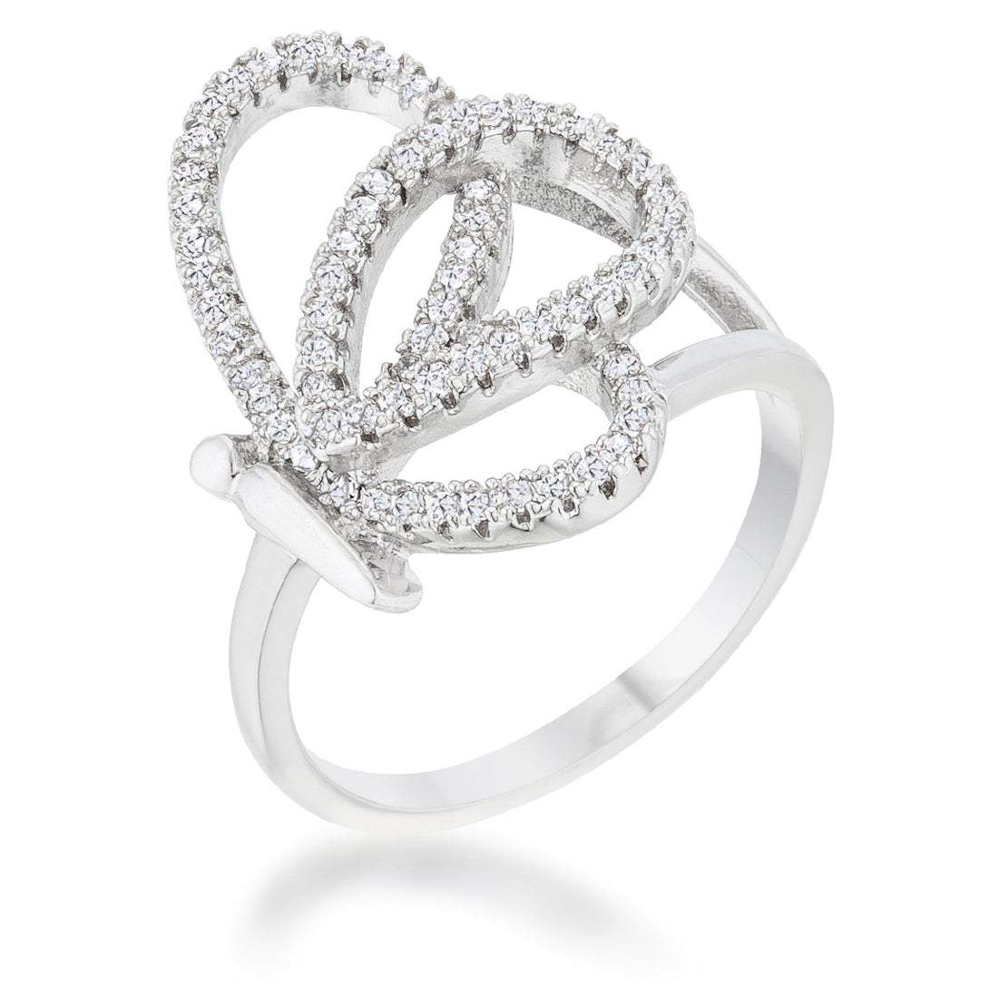 Lovcia Elegant Bea 0.4ct CZ Rhodium Butterfly Pave Ring-Rings-5-5