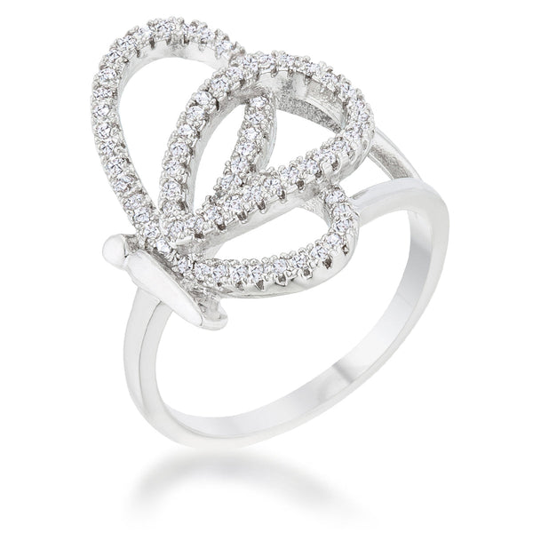 Lovcia Elegant Bea 0.4ct CZ Rhodium Butterfly Pave Ring-Rings-5-5