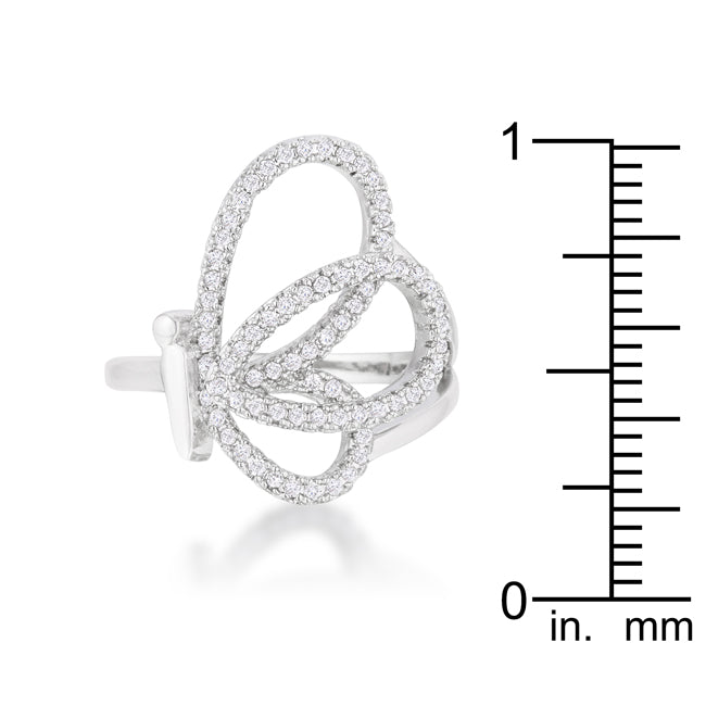 Lovcia Elegant Bea 0.4ct CZ Rhodium Butterfly Pave Ring-Rings-5-5