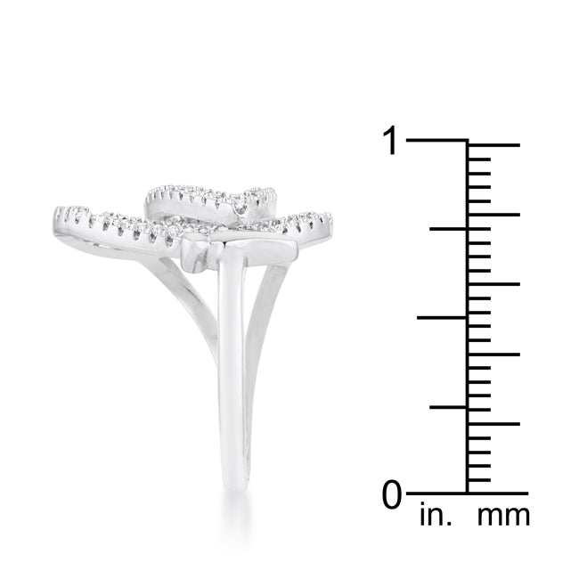 Lovcia Elegant Bea 0.4ct CZ Rhodium Butterfly Pave Ring-Rings-5-5