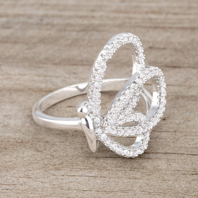 Lovcia Elegant Bea 0.4ct CZ Rhodium Butterfly Pave Ring-Rings-5-5