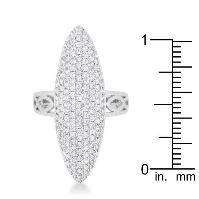 Lovcia Elegant Bella 2.3ct CZ Rhodium Oval Pave Cocktail Ring-Rings-5-5