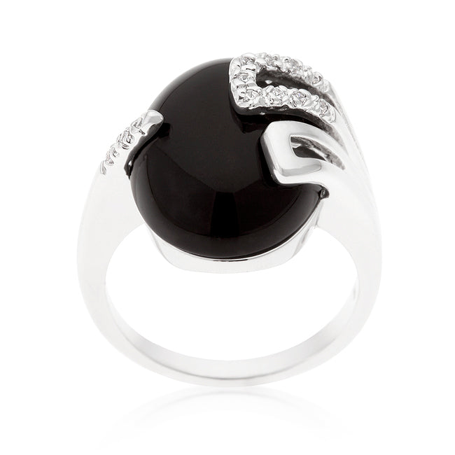 Lovcia Elegant Black Onyx Cocktail Ring-Rings-5-5
