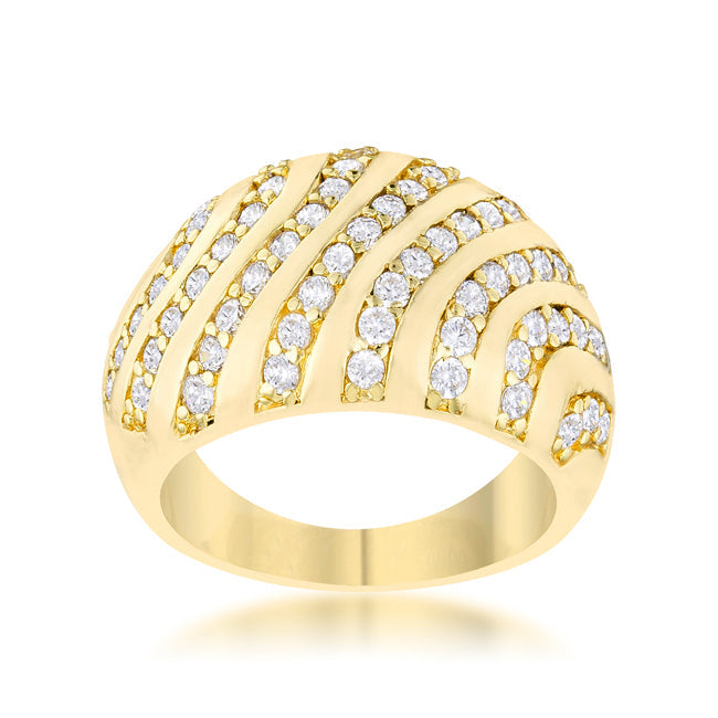 Lovcia Elegant Blue Cat's Eye CZ Dome Ring in 14k Gold-Rings-5-5