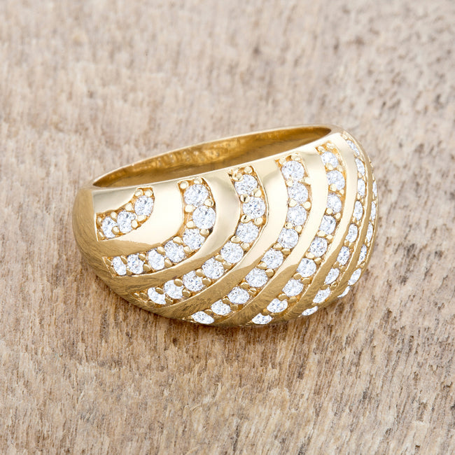 Lovcia Elegant Blue Cat's Eye CZ Dome Ring in 14k Gold-Rings-5-5