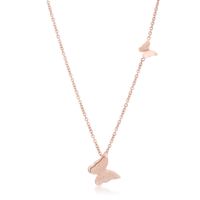 Lovcia Elegant Butterfly Necklace in Rose Gold Stainless Steel-Necklaces-
