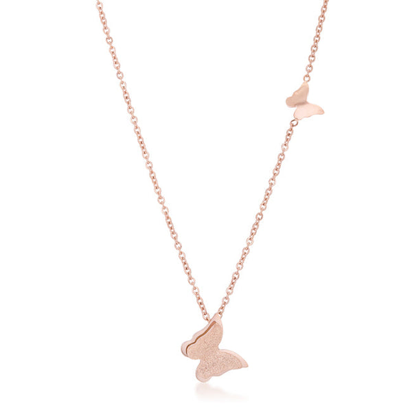 Lovcia Elegant Butterfly Necklace in Rose Gold Stainless Steel-Necklaces-