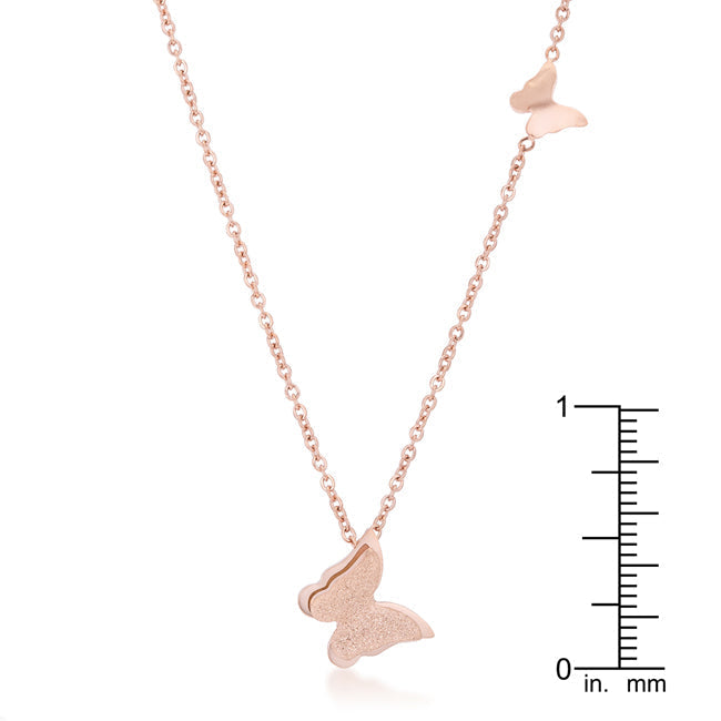Lovcia Elegant Butterfly Necklace in Rose Gold Stainless Steel-Necklaces-