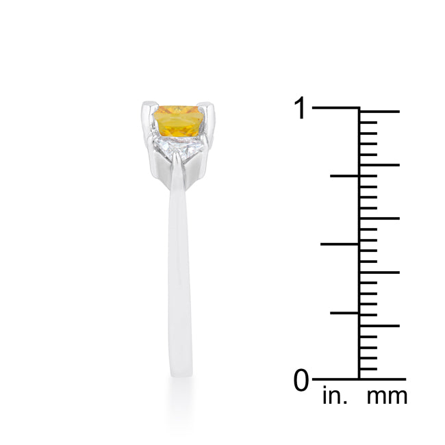 Lovcia Elegant Canary Yellow Cushion Cut CZ Engagement Ring - 1.8ct with Rhodium Finish-Rings-5-5