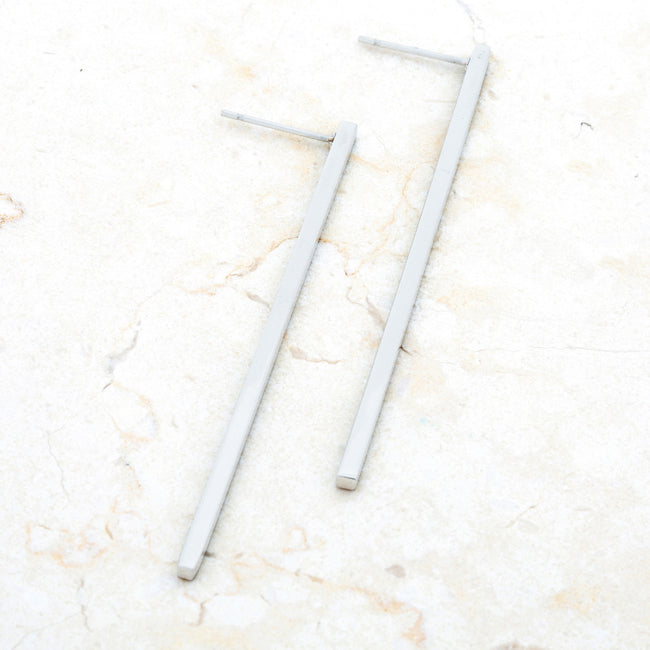 Lovcia Elegant Carolee Rhodium-Plated Stainless Steel Linear Drop Earrings-Earrings-